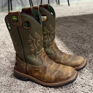 John Deere Green and Brown Kids' Boots